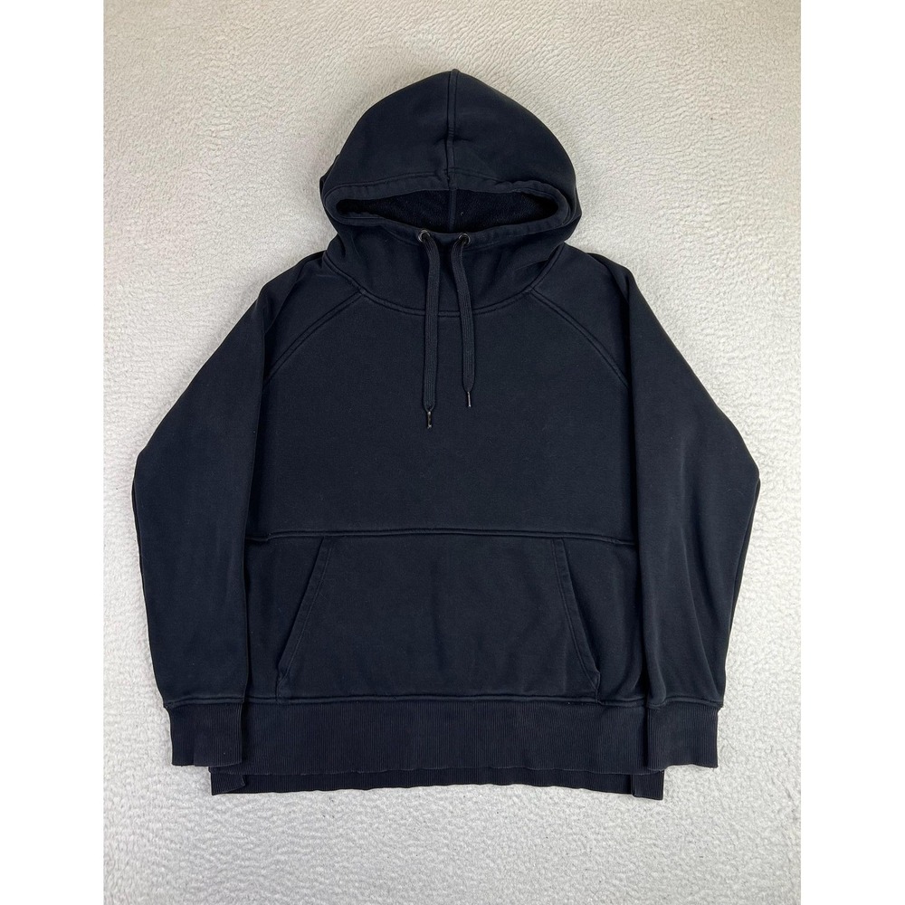 Athleta Cozy Karma Longer Pullover Fleece Hoodie‎ Womens Small Black Raglan